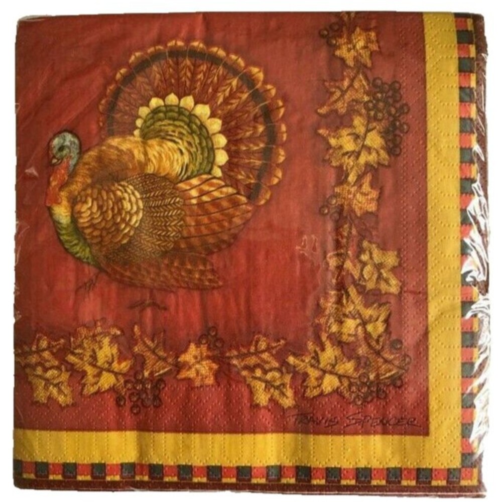 Thanksgiving Tom Turkey Paper Napkins Buffet Fall Autumn Full Size 50 CT Holiday